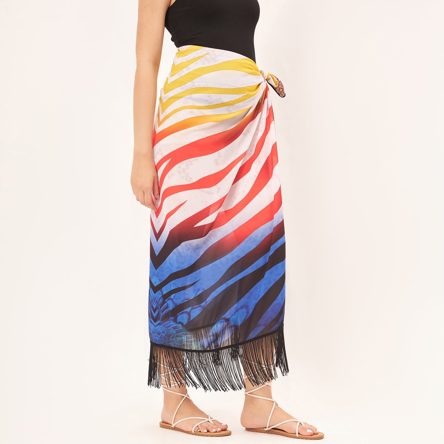 Multicoloured Zebra Print Long Sarong