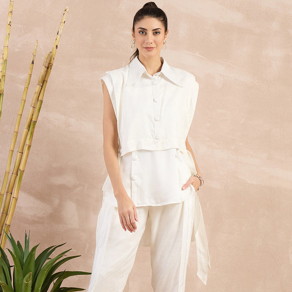 Off-White Textured Cover-Up for Women – 100% Sugarcane | First Resort by Ramola Bachchan