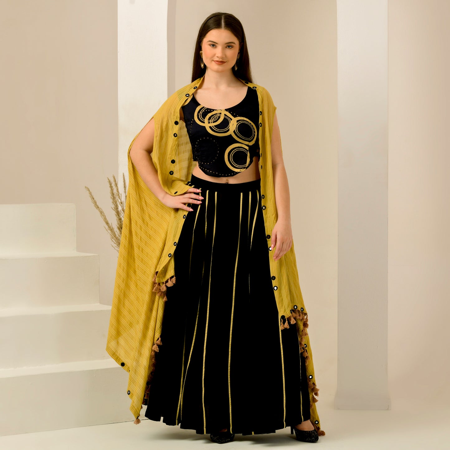 Golden Mirror Hand Embroidered Shrug