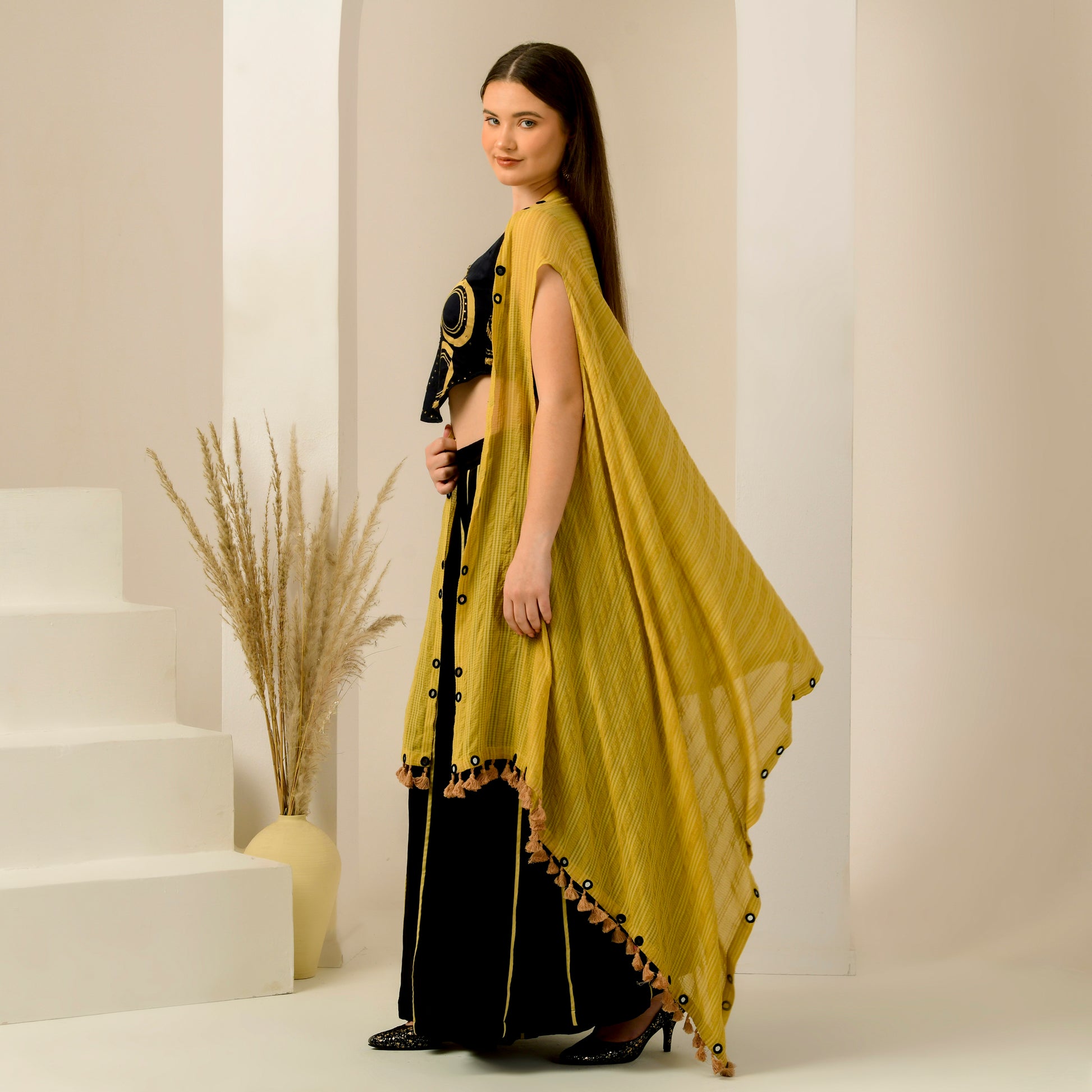 Golden Mirror Hand Embroidered Shrug | First Resort by Ramola Bachchan Golden Mirror Hand Embroidered Shrug | First Resort by Ramola Bachchan