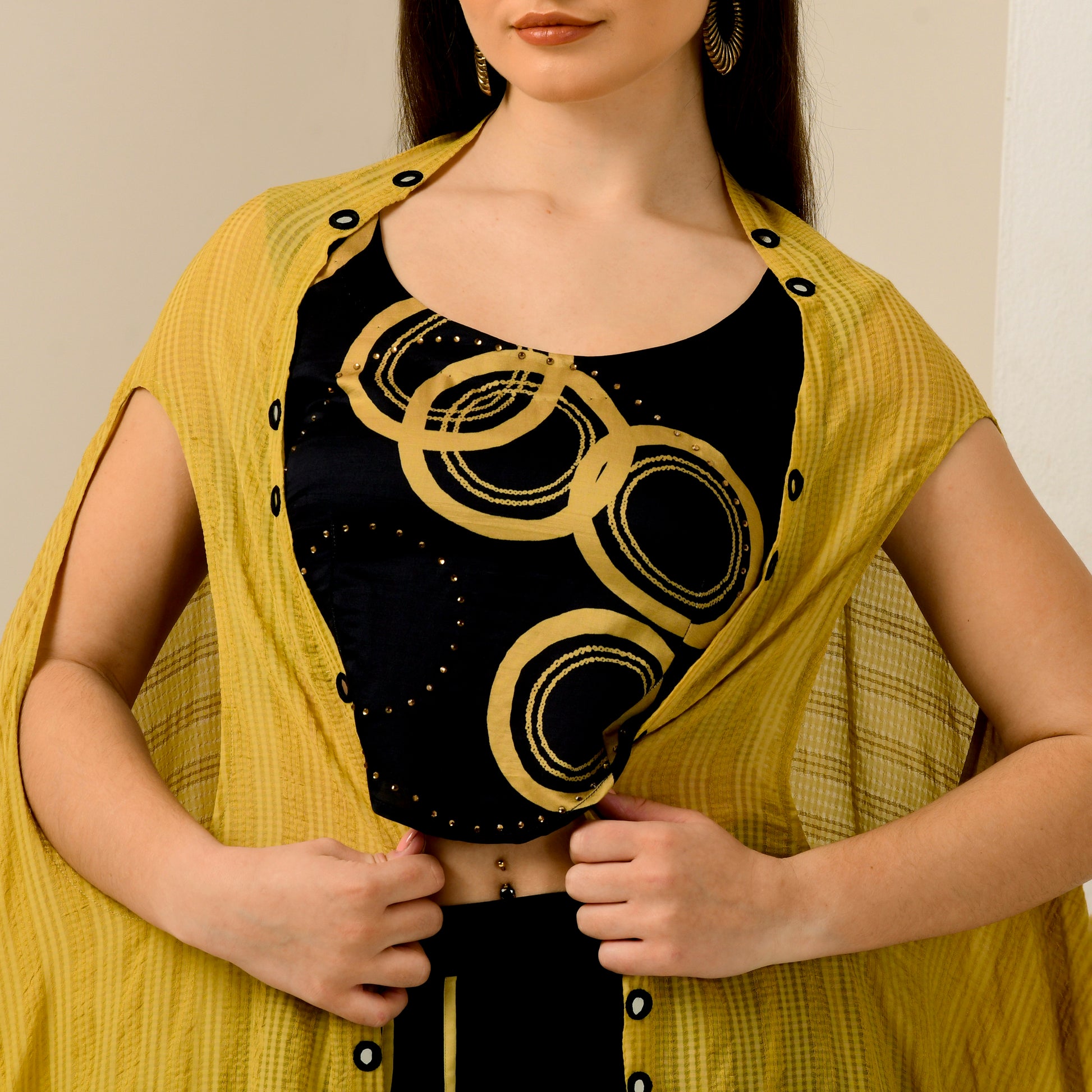 Golden Mirror Hand Embroidered Shrug | First Resort by Ramola Bachchan Golden Mirror Hand Embroidered Shrug | First Resort by Ramola Bachchan