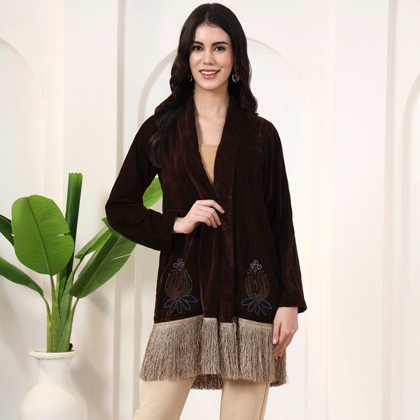Brown Cover-Up for Women – Micro Velvet | First Resort by Ramola Bachchan