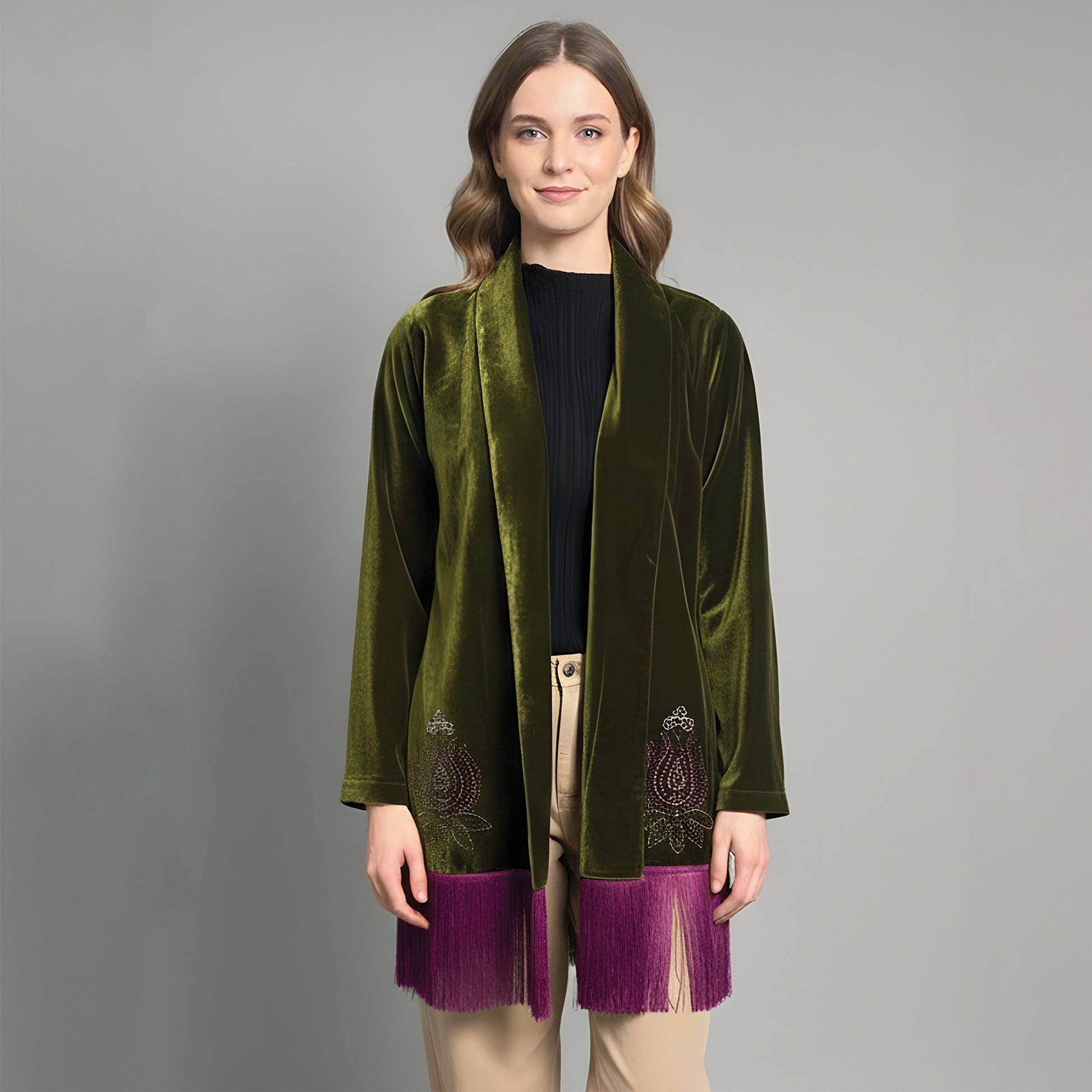 Olive Green Cover-Up for Women – Embellished | First Resort by Ramola Bachchan