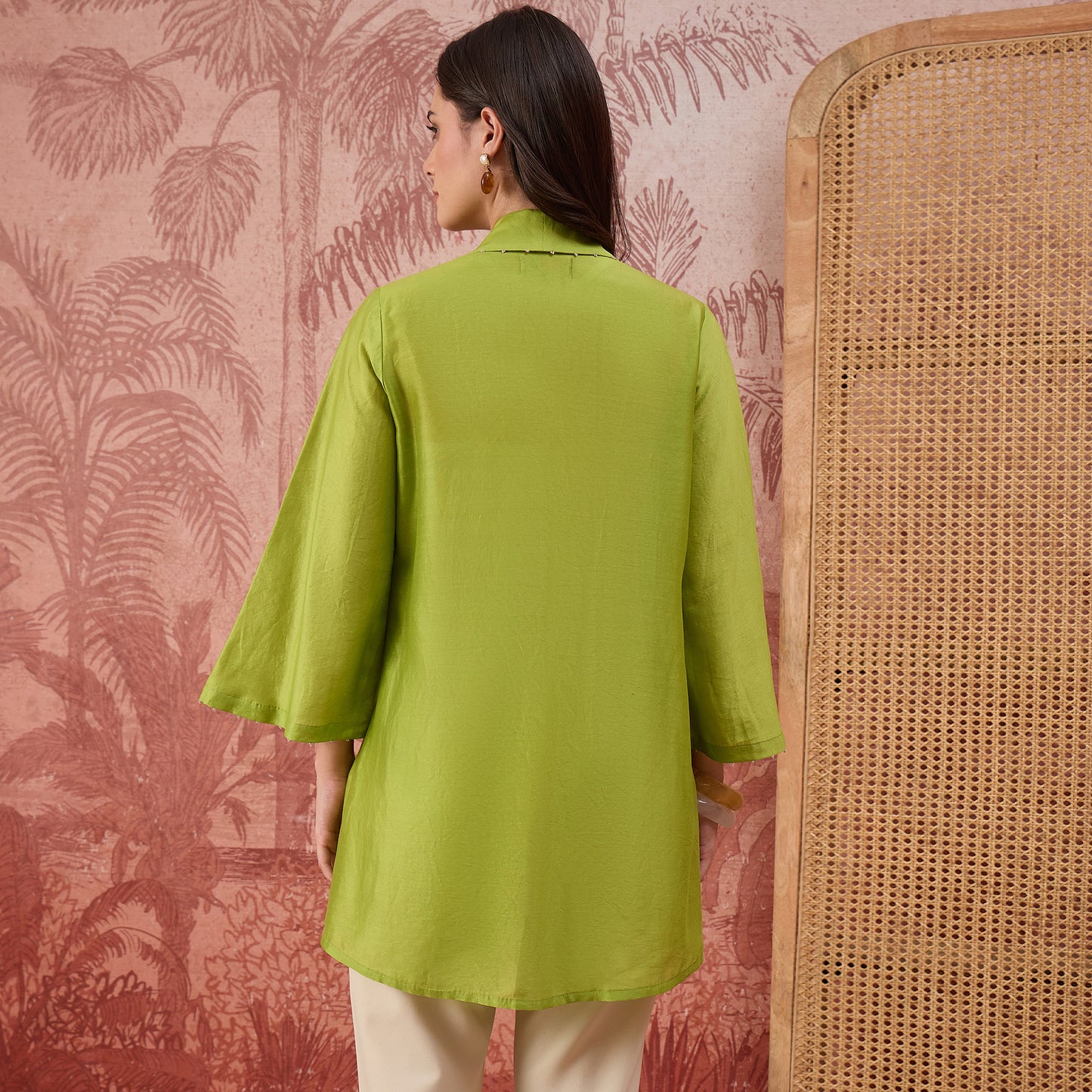 Light Green Floral Hand Embroidered Shrug