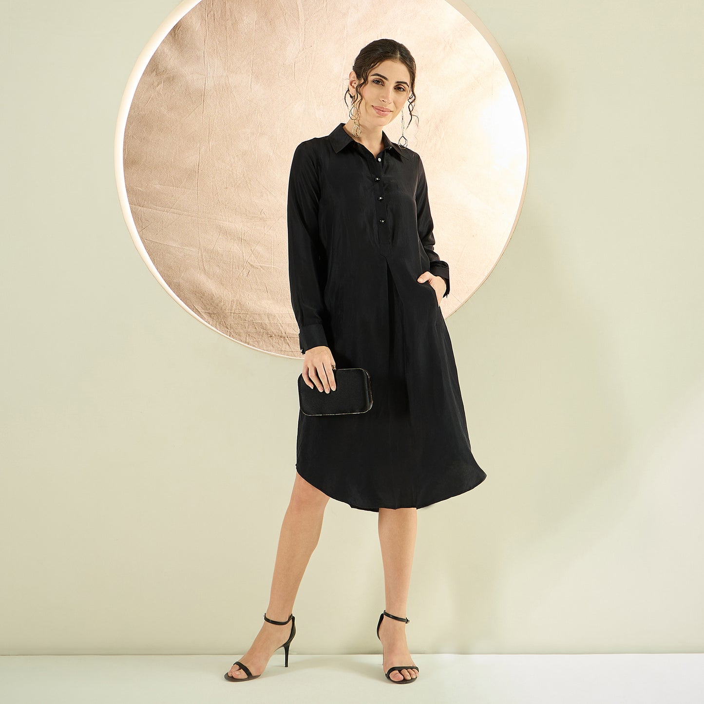 Black Silk Shirt Dress