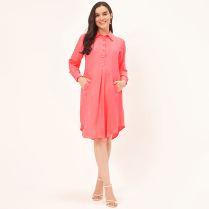 Pink Silk Shirt Dress