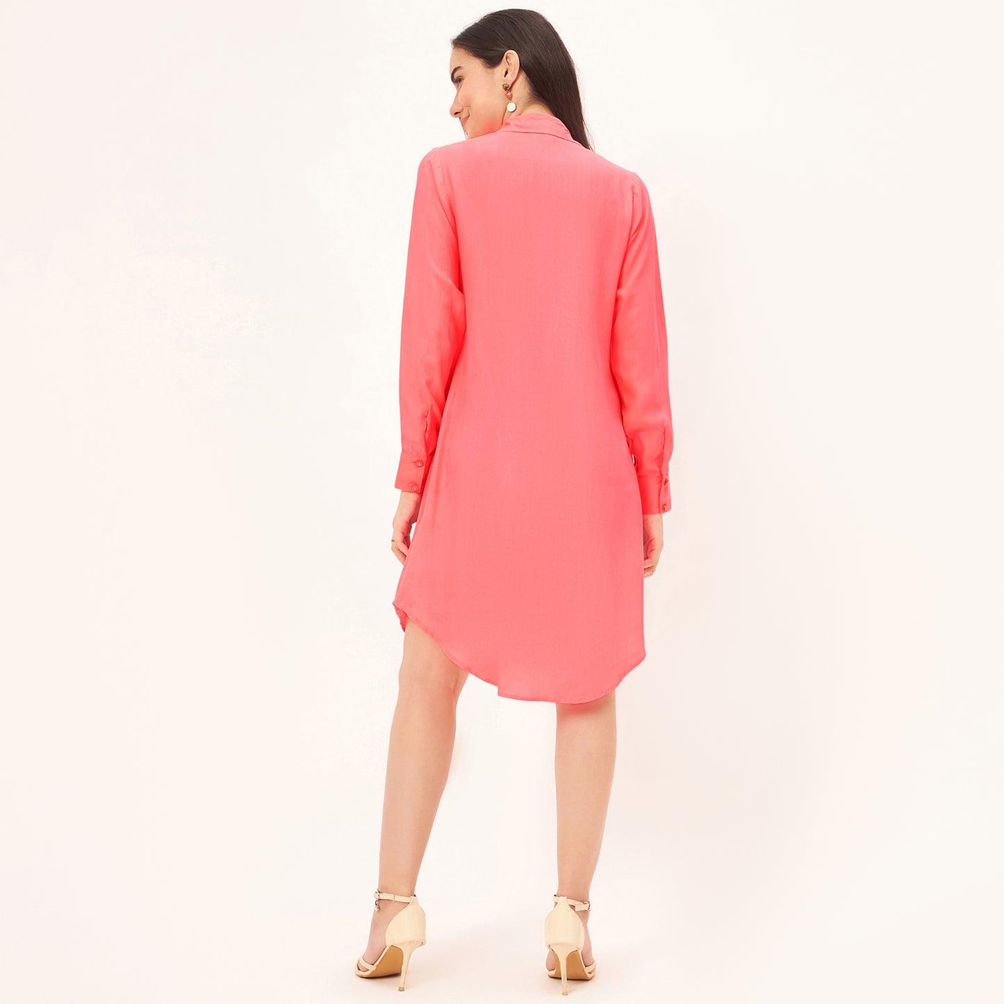 Pink Silk Shirt Dress