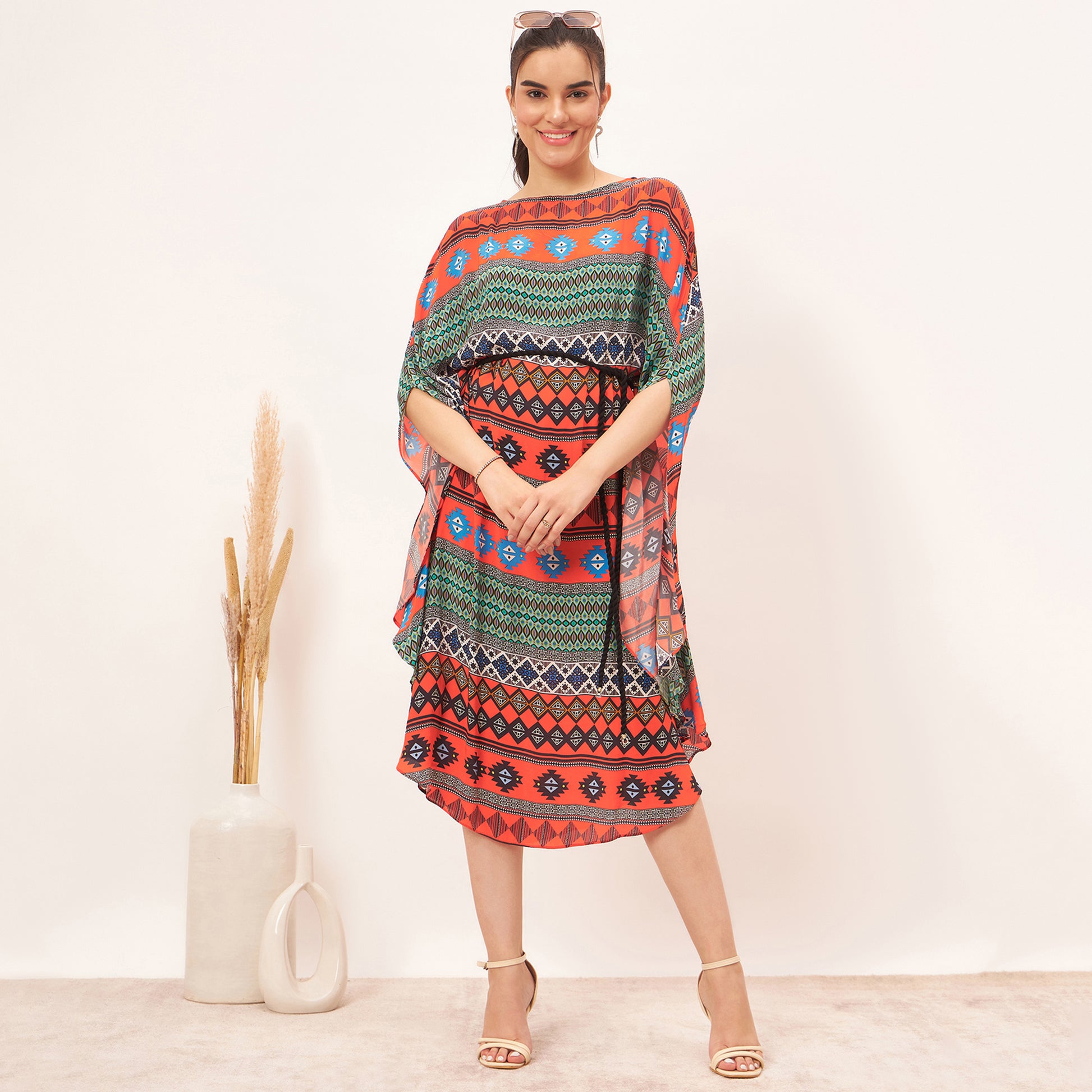 Orange Aztec Poncho Dress – First Resort by Ramola Bachchan