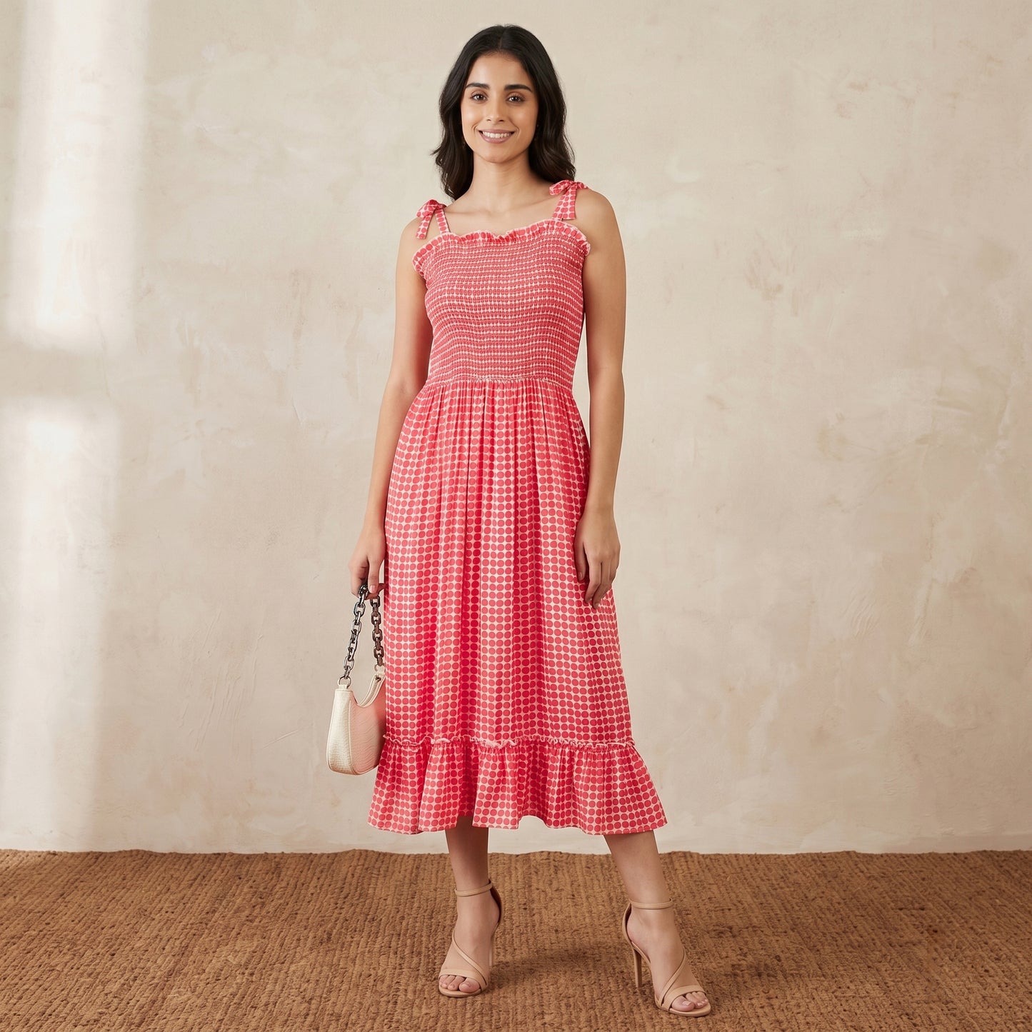 Red Polka Dot Print Dress for Women – Cotton Polyester | First Resort by Ramola Bachchan