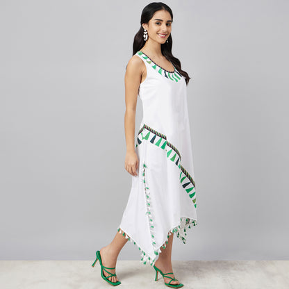 Green A-Line Tassel Dress