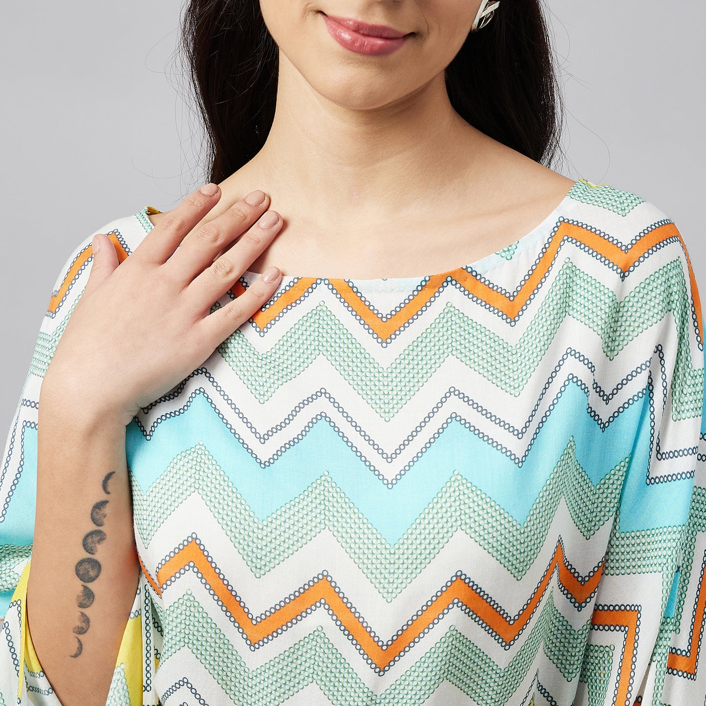 Pale Blue and Yellow Chevron Long Dress