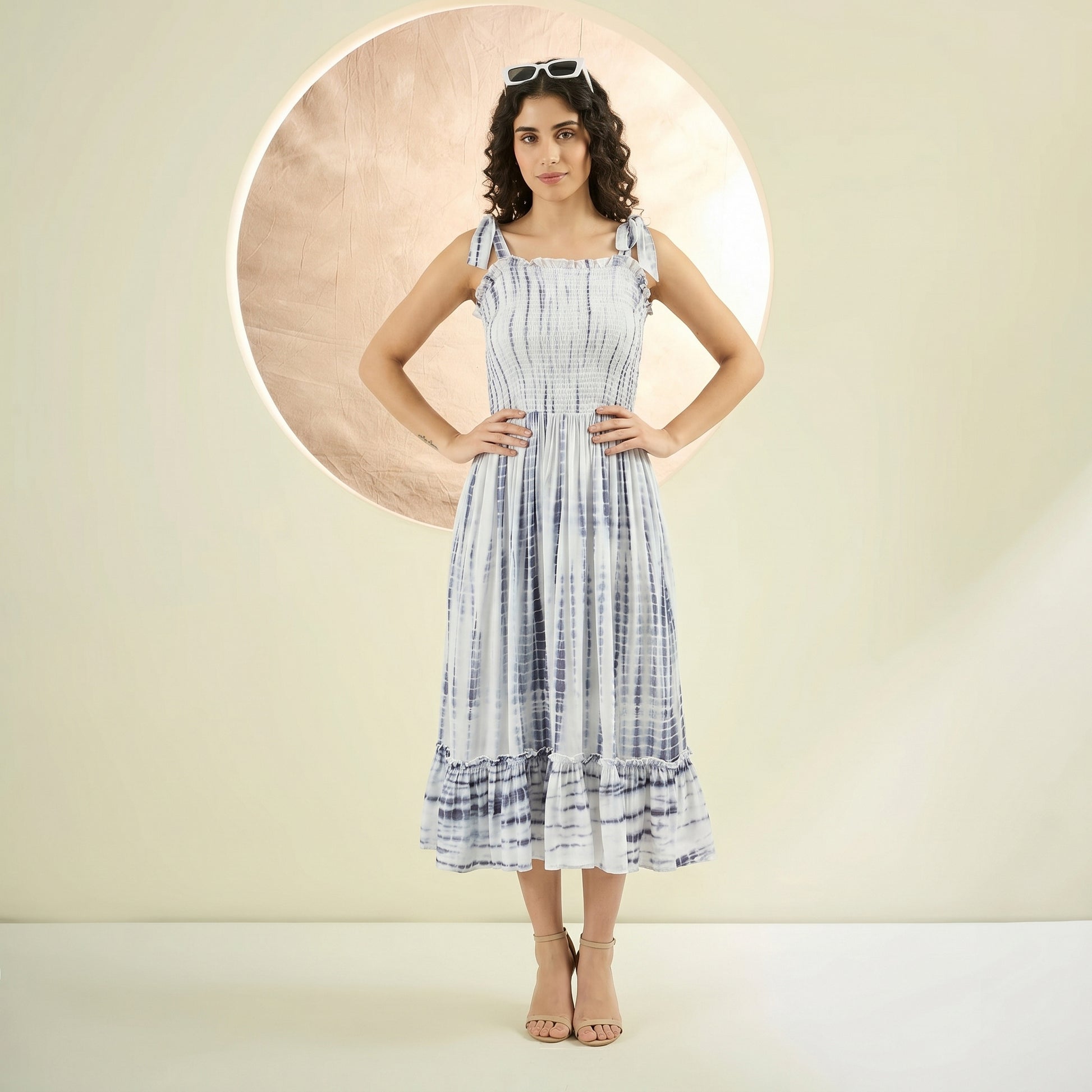 Indigo Tie-Dye Print Dress for Women – Cotton Modal | First Resort by Ramola Bachchan