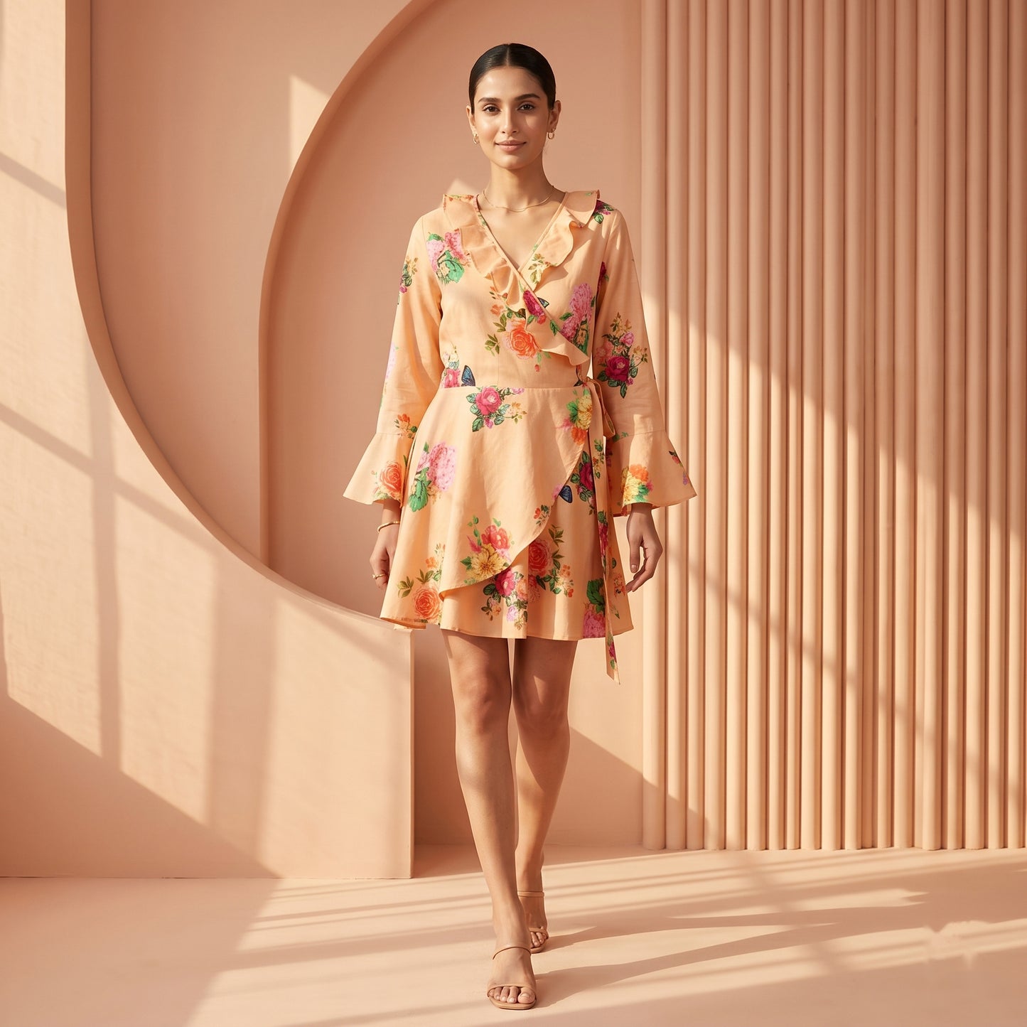 Yellow Floral Print Dress for Women – Cotton Lycra | First Resort by Ramola Bachchan