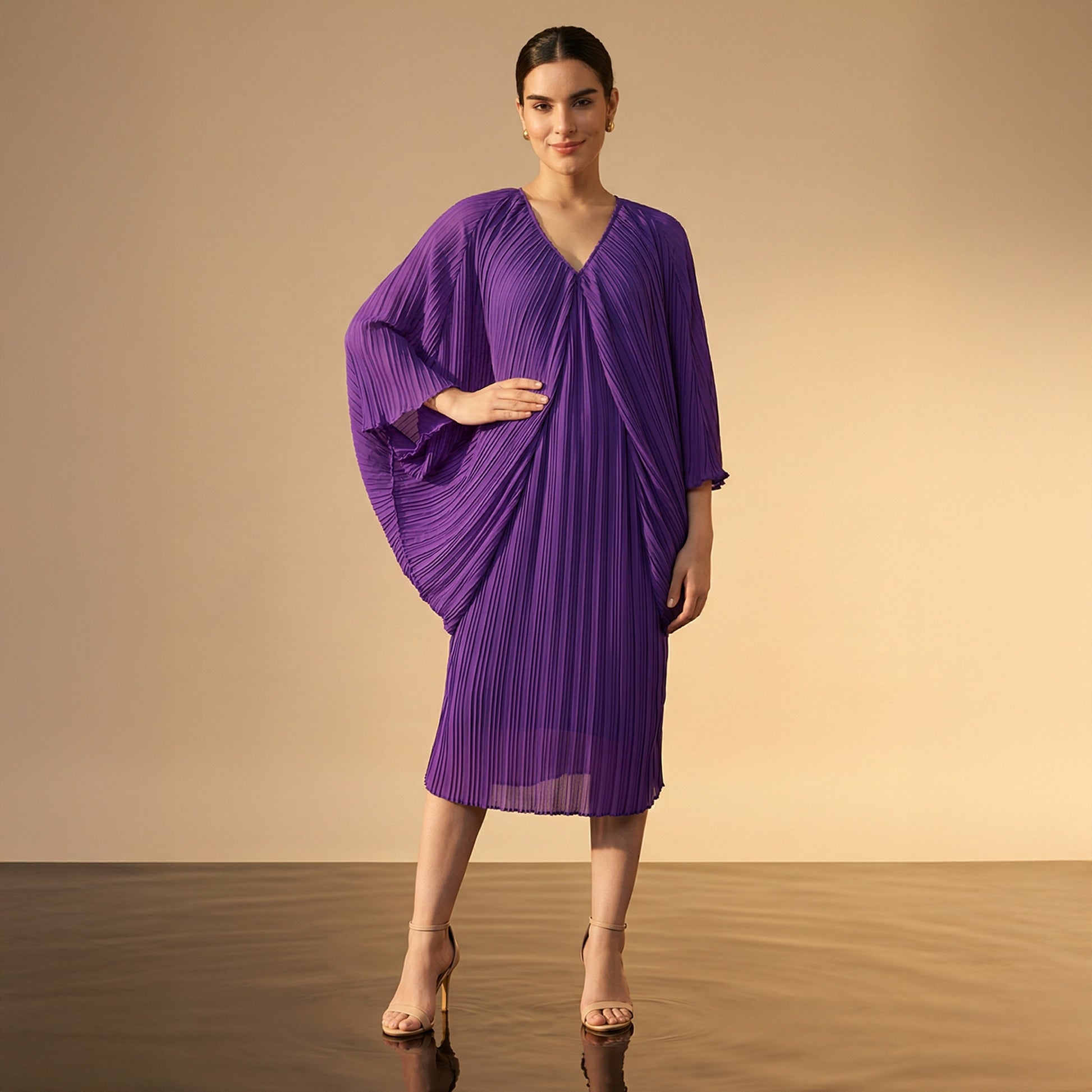 Bright Purple Dress for Women – Polyester Chiffon | First Resort by Ramola Bachchan