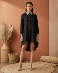 Black Sequined Shirt Dress