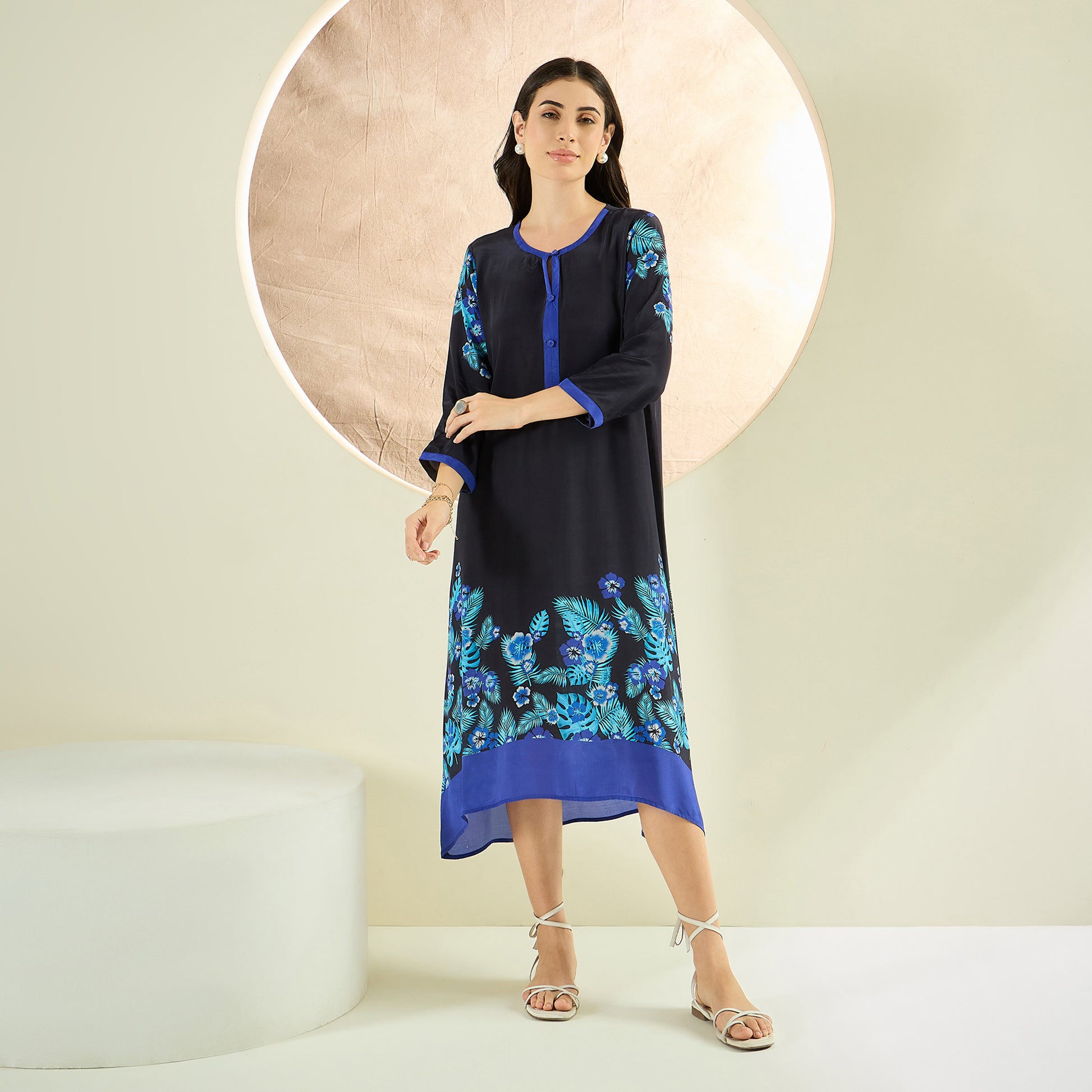 Black and Blue Floral Printed Sliml | First Resort by Ramola Bachchan Black and Blue Floral Printed Sliml | First Resort by Ramola Bachchan