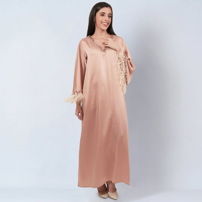 Peach Crystal Embroidered Maxi Dress