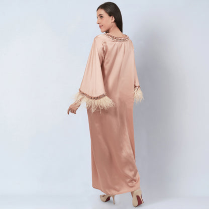 Peach Crystal Embroidered Maxi Dress