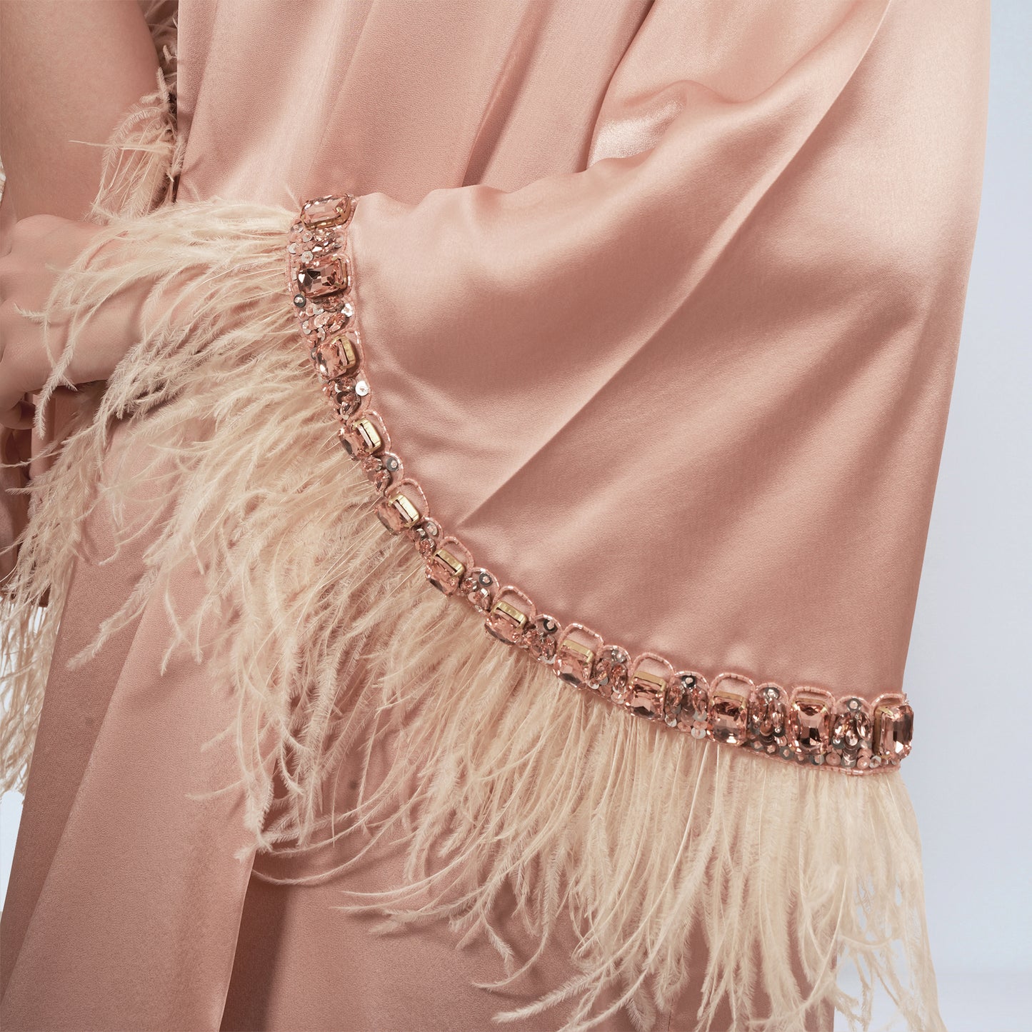 Peach Crystal Embroidered Maxi Dress