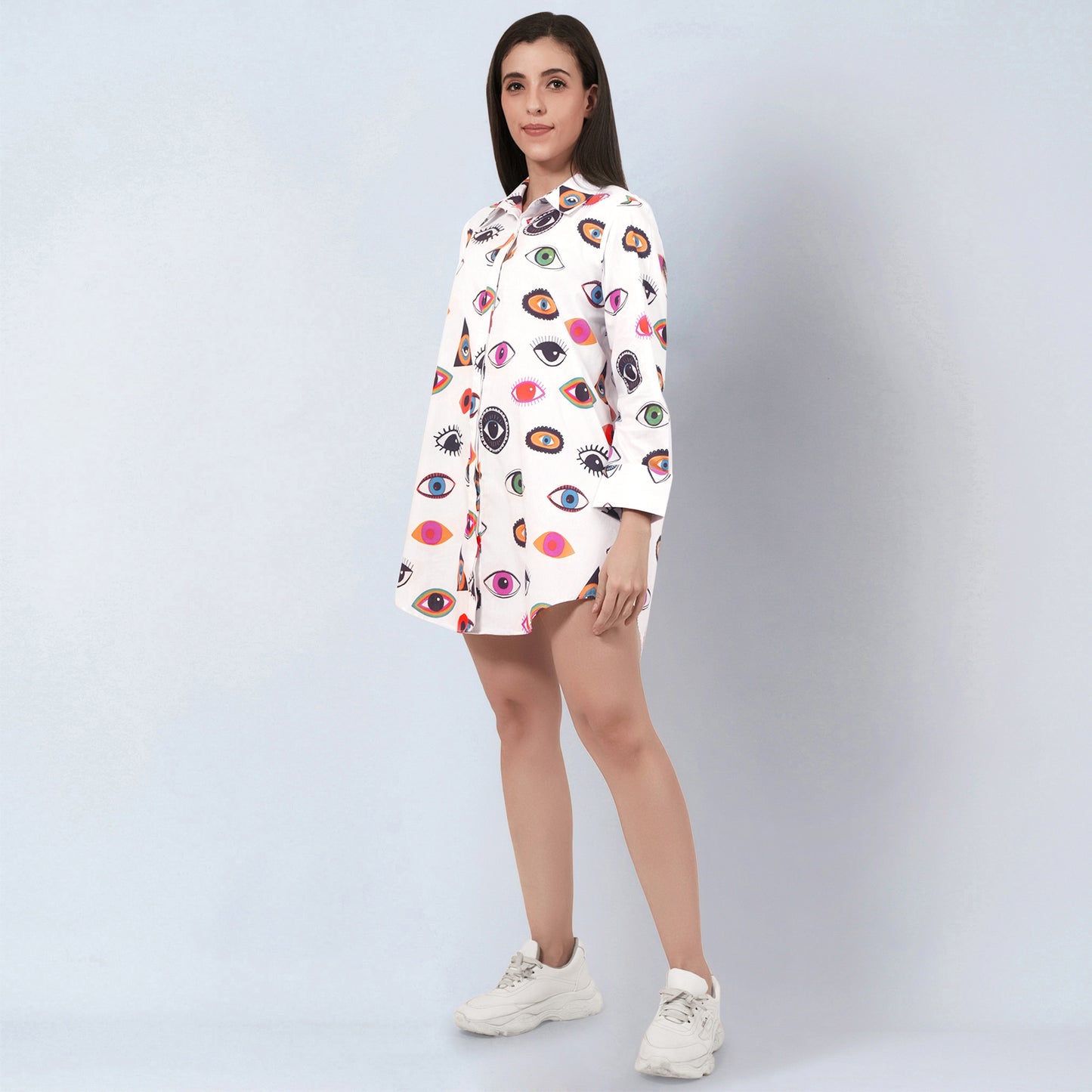 Multicolour Evil Eye Print Shirt Dress