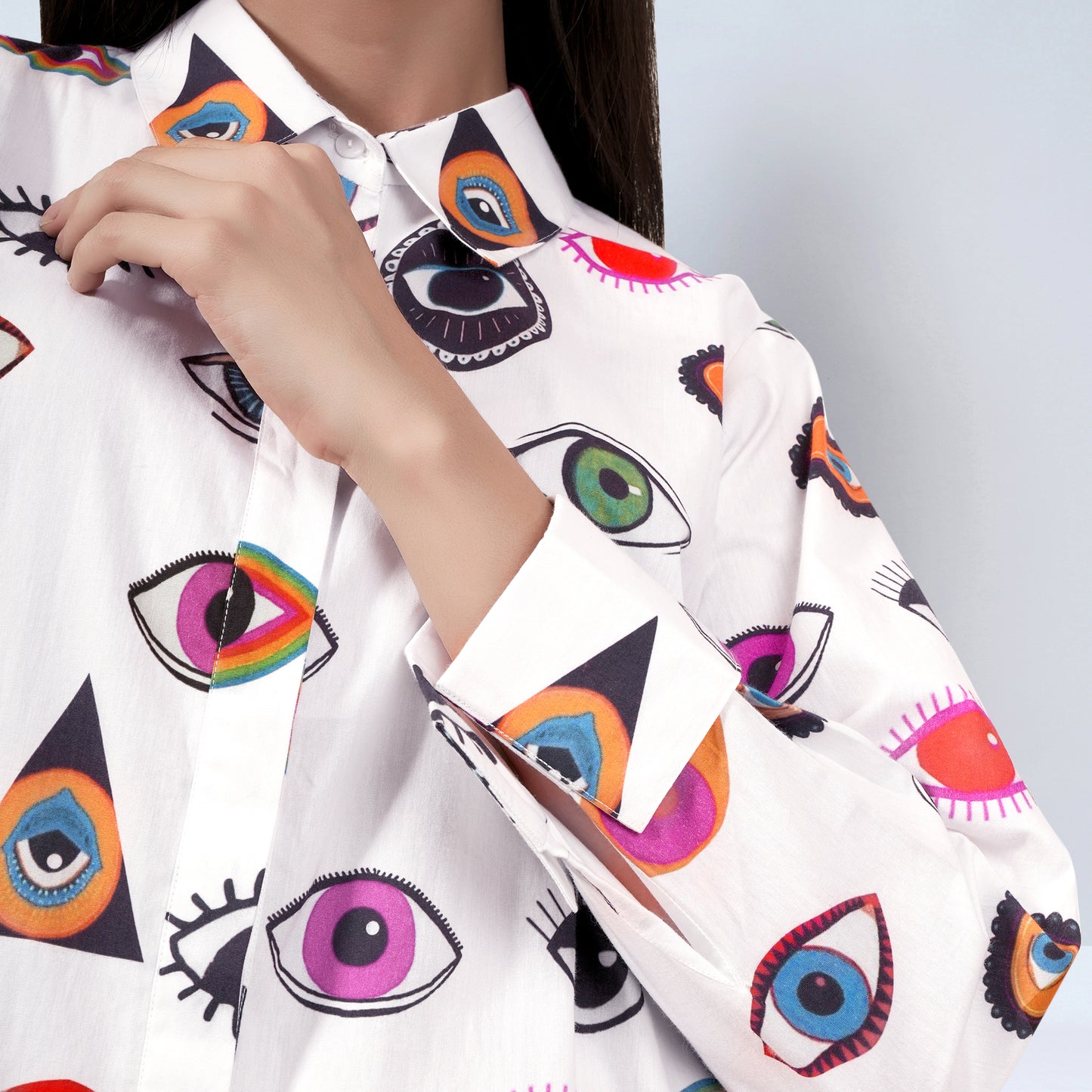 Multicolour Evil Eye Print Shirt Dress