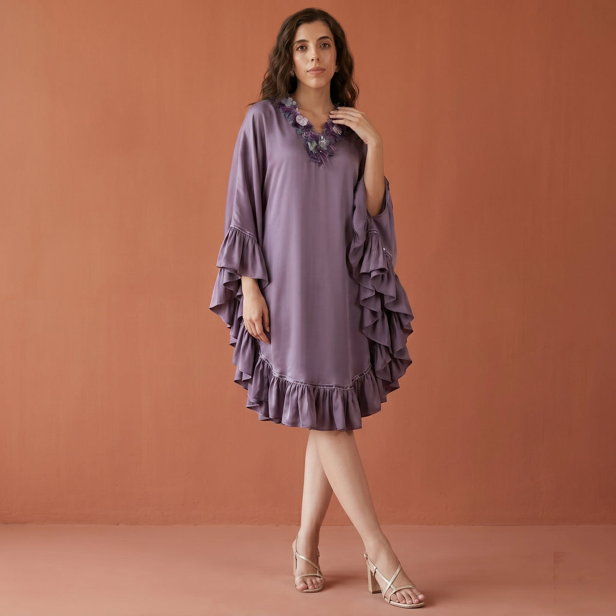 Purple Dress for Women – Polyester Satin | First Resort by Ramola Bachchan