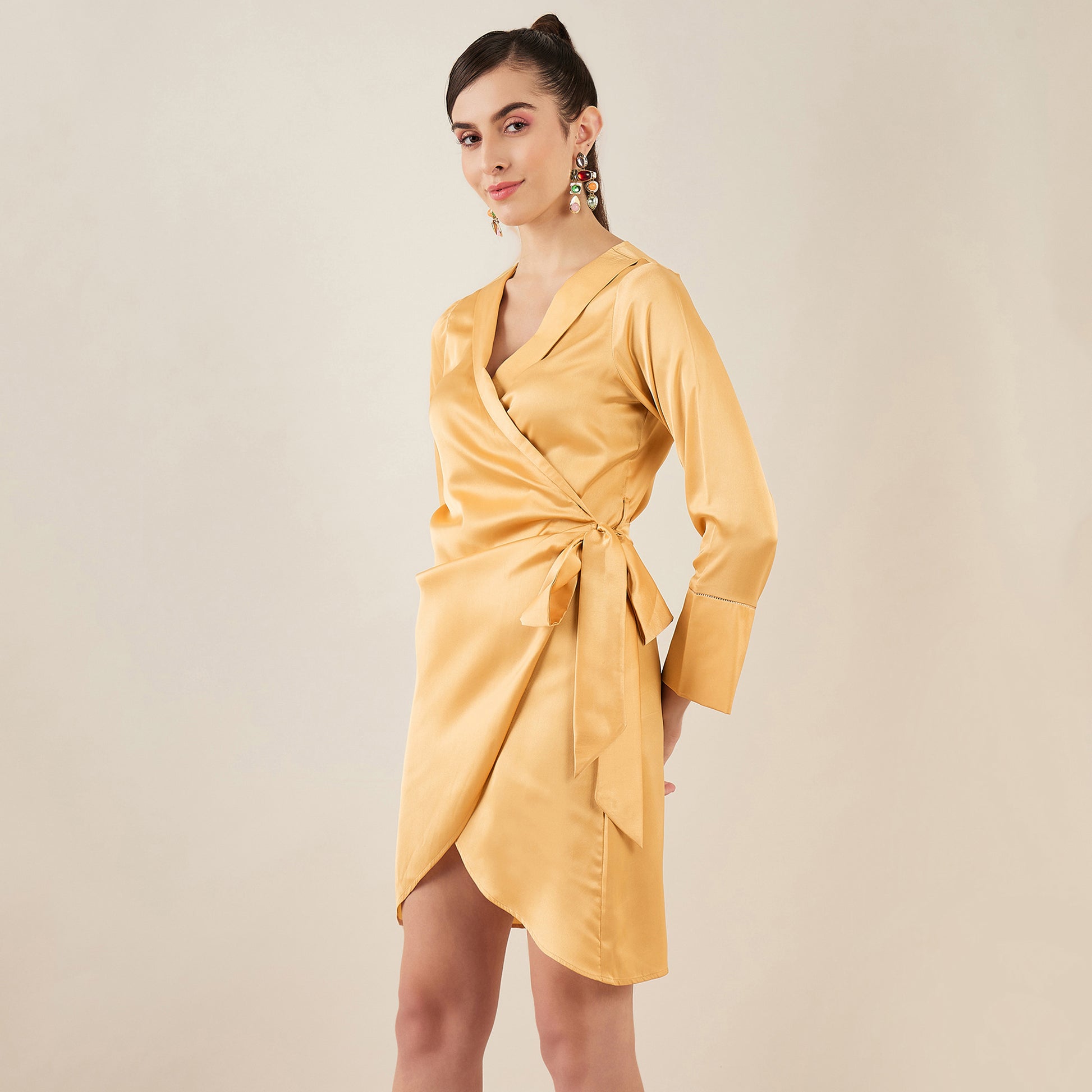 Gold Wrap Around Embellished Satin | First Resort by Ramola Bachchan Gold Wrap Around Embellished Satin | First Resort by Ramola Bachchan