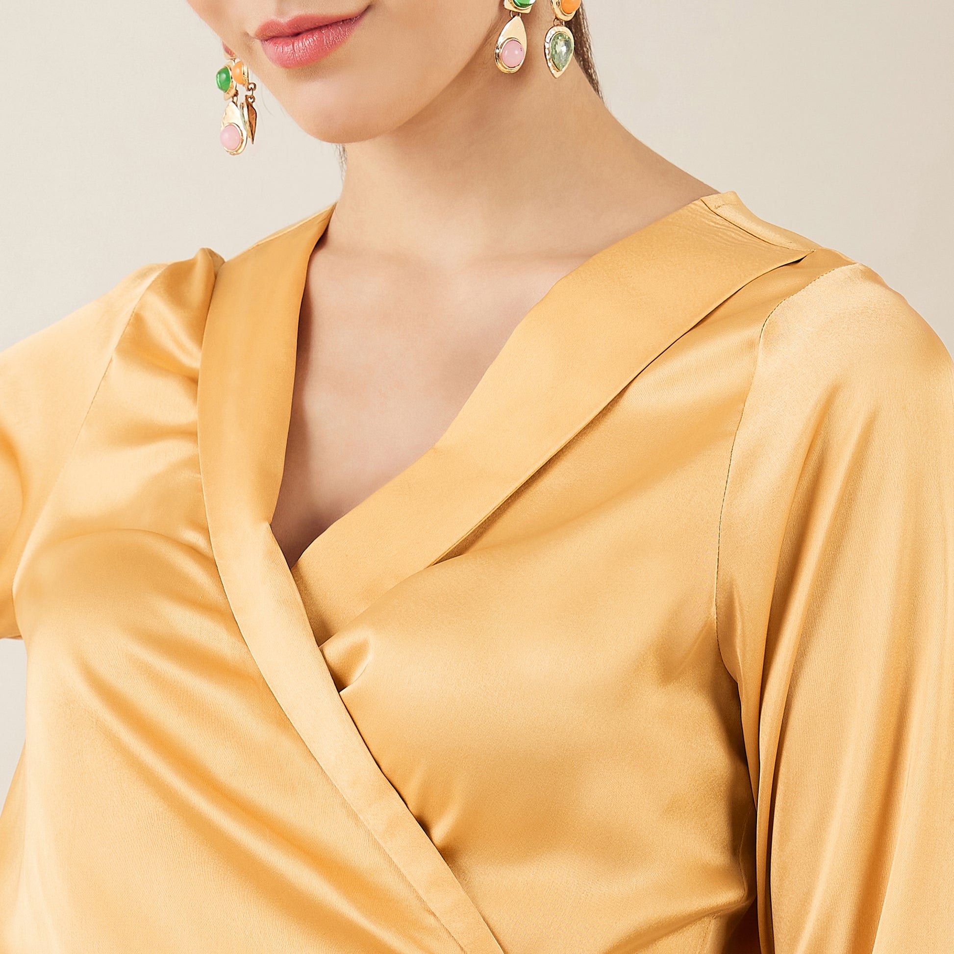 Gold Wrap Around Embellished Satin | First Resort by Ramola Bachchan Gold Wrap Around Embellished Satin | First Resort by Ramola Bachchan