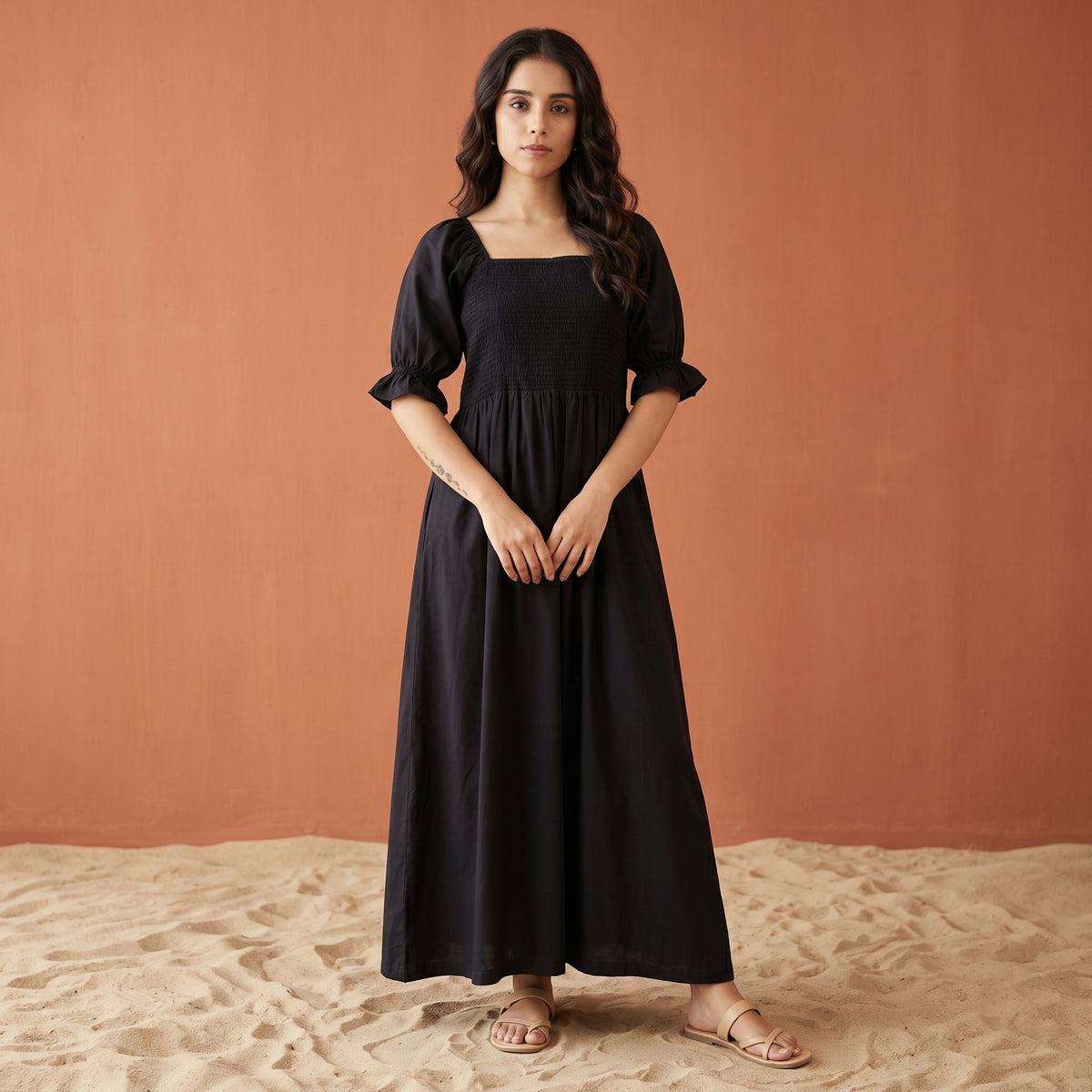 Black Dress for Women – Cotton Satin | First Resort by Ramola Bachchan