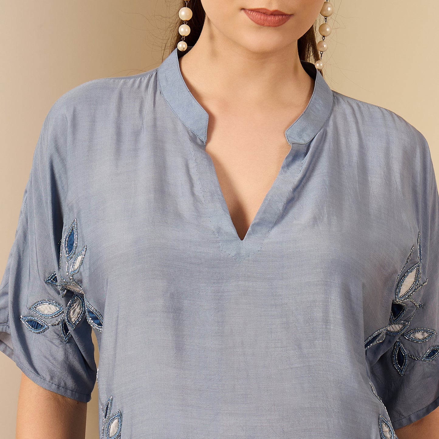 Chambray Embroidered Dress