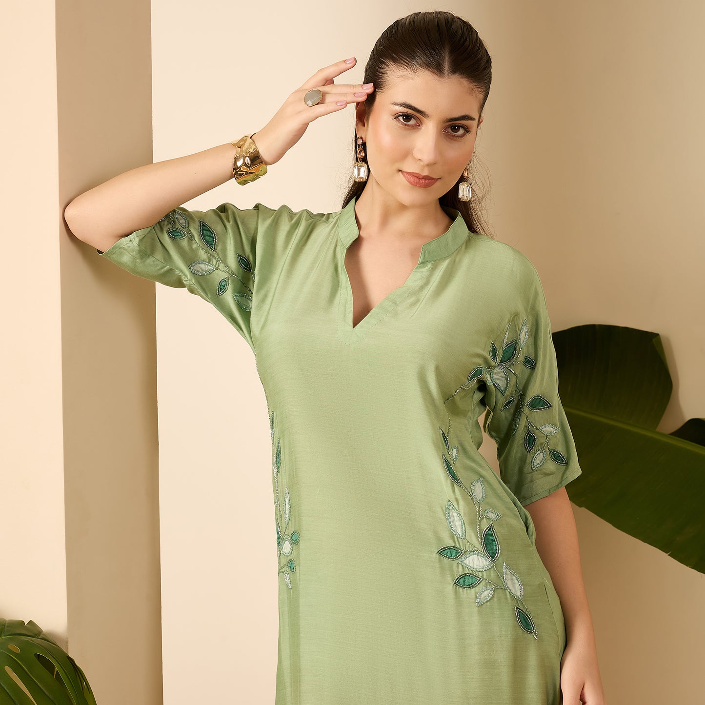 Fern Green Embroidered Dress