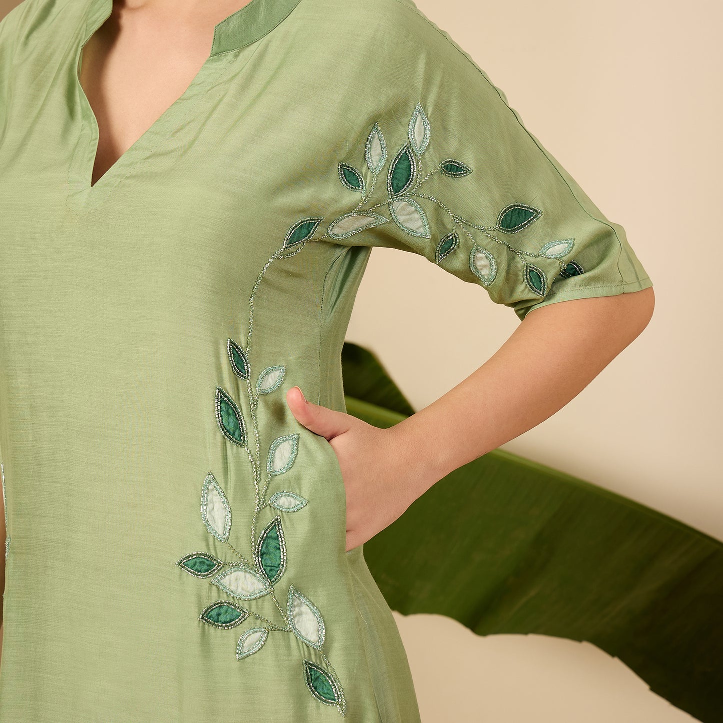 Fern Green Embroidered Dress