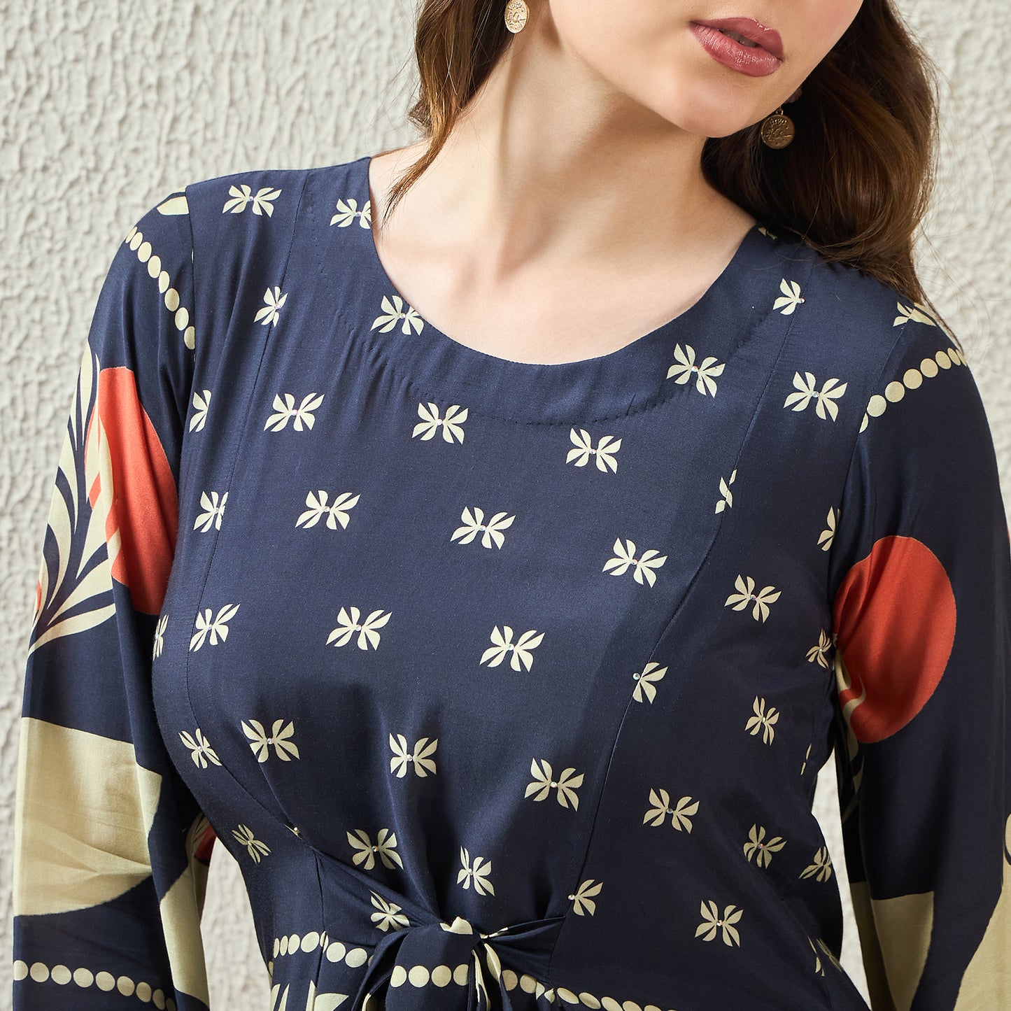 Midnight Blue Geometric Print Dress