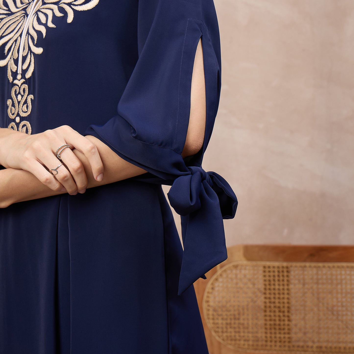 Navy Blue Dress for Women – Polyester Crepe | First Resort by Ramola Bachchan