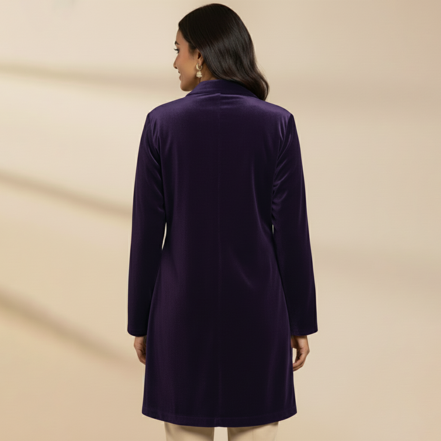 Purple Twin Golden Roses Hand Embroidered Velvet Jacket