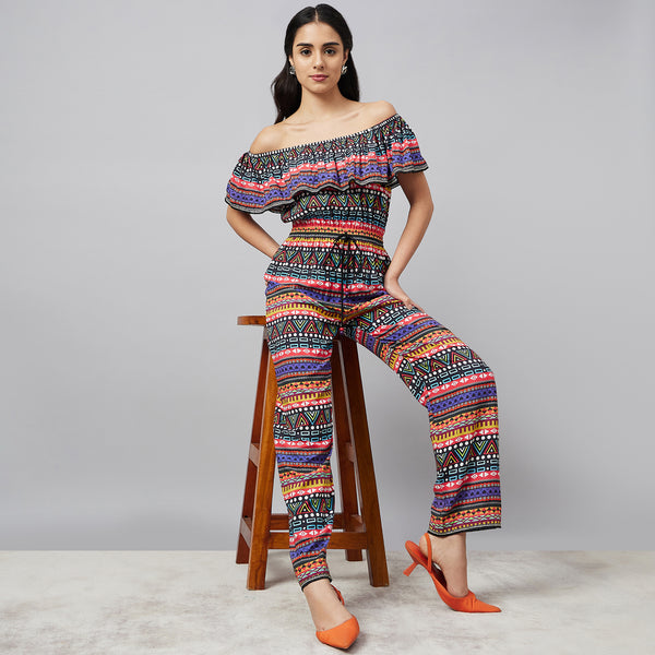 Multicolour Aztec Print Jumpsuit for Women – Cotton Modal | First Resort by Ramola Bachchan