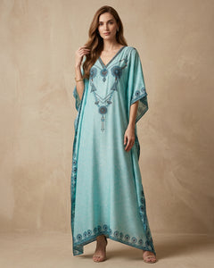 Sky Blue Pearl Full Length Kaftan