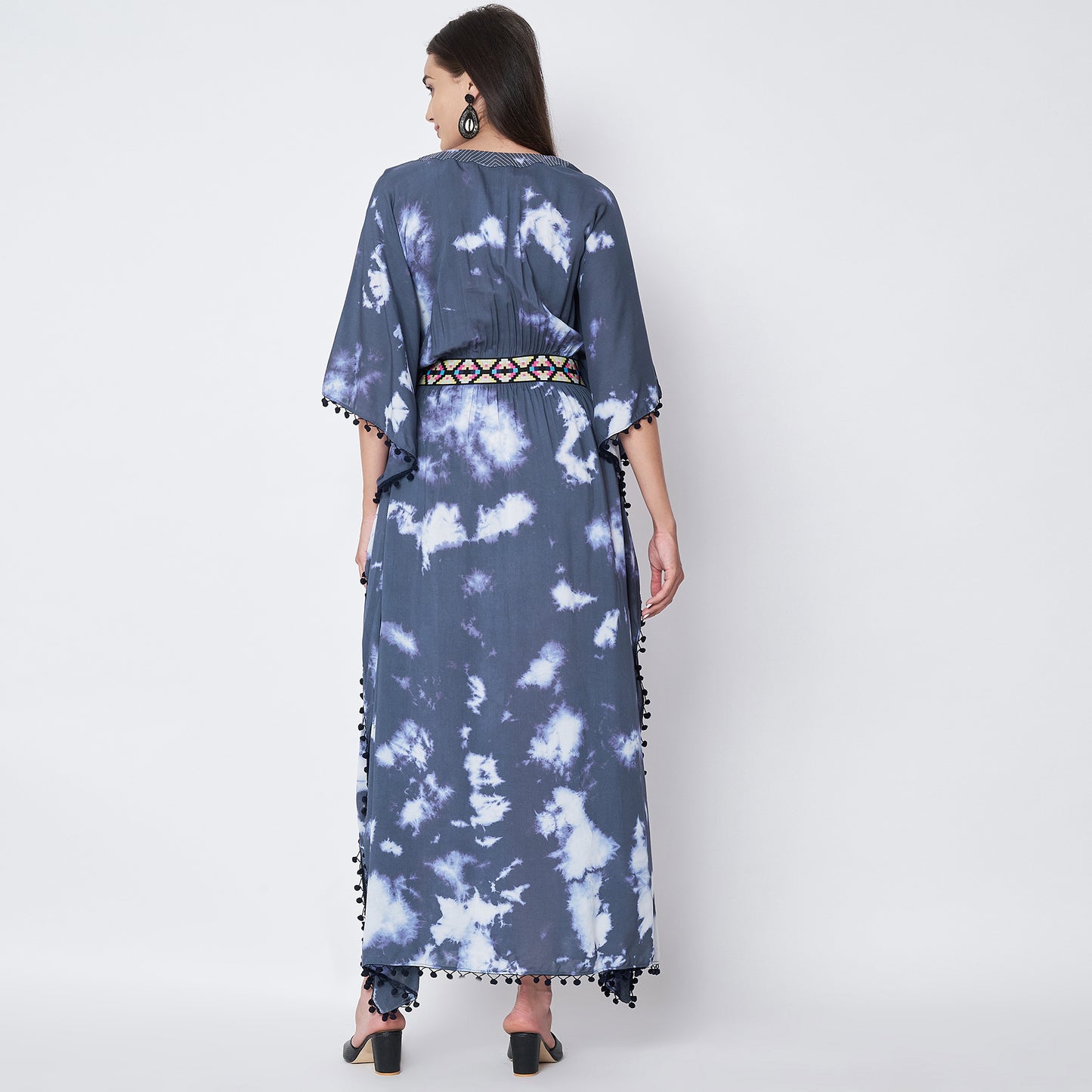 Dark Blue Tie-Dye Full Length Kaftan