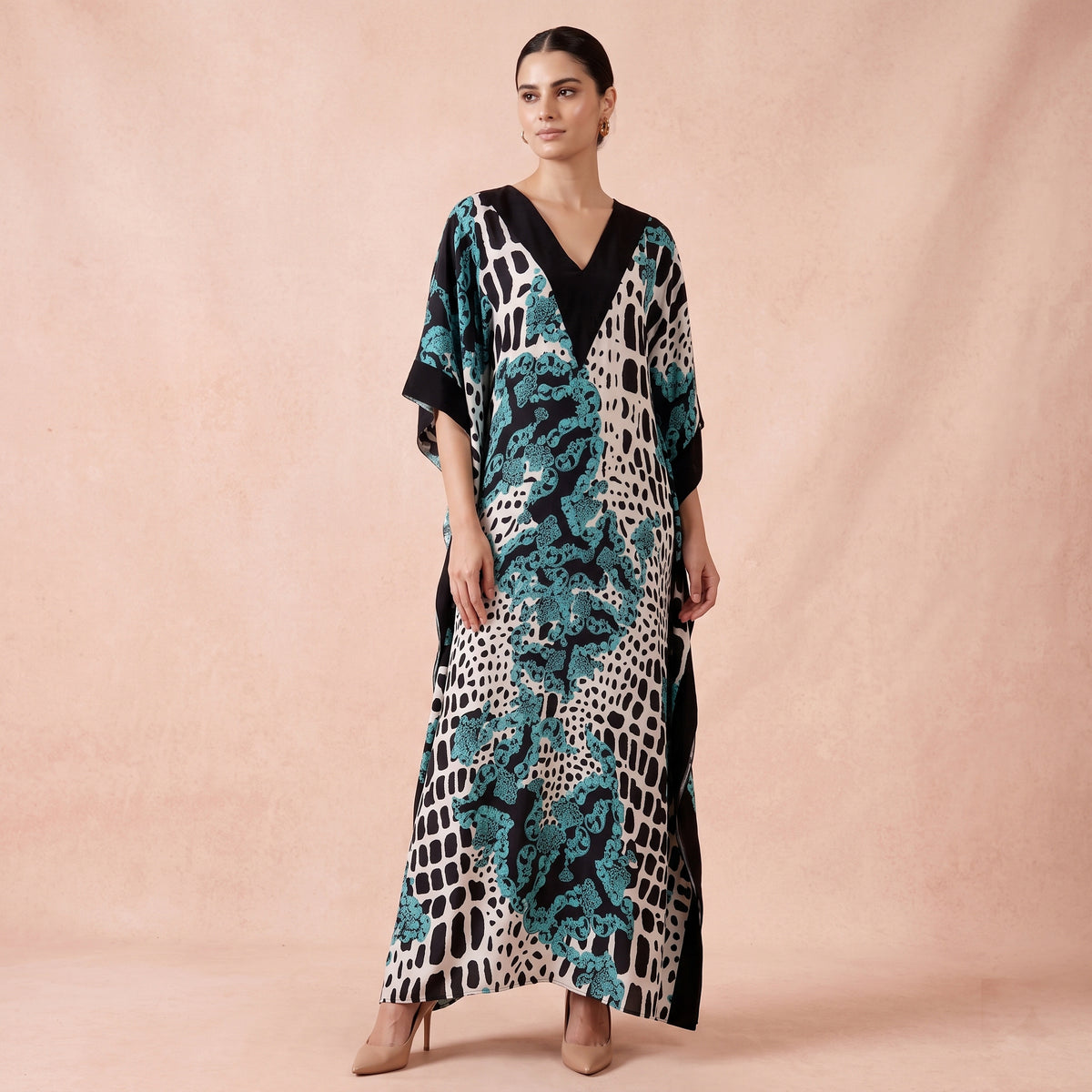 Blue Baroque Print Kaftan for Women – Viscose Crepe | First Resort by Ramola Bachchan