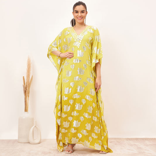 Yellow Ombre Full Length Kaftan