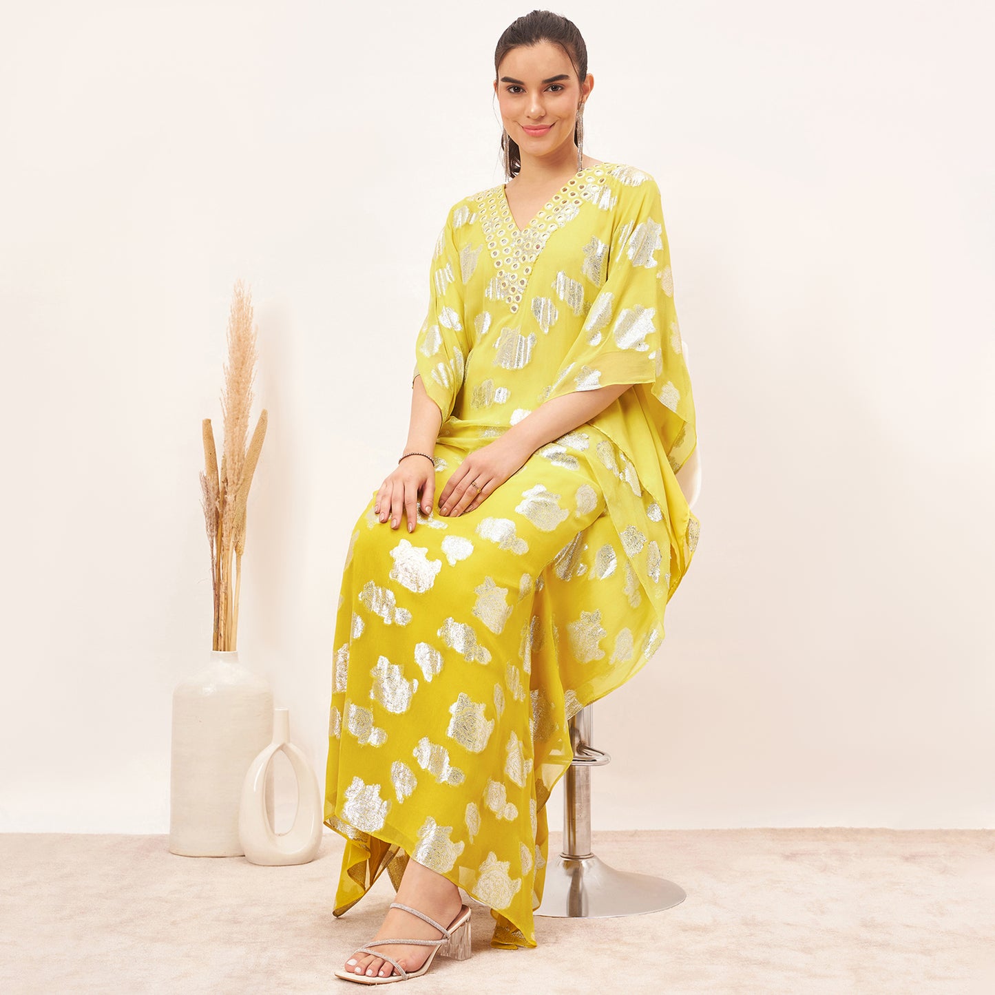 Yellow Ombre Full Length Kaftan