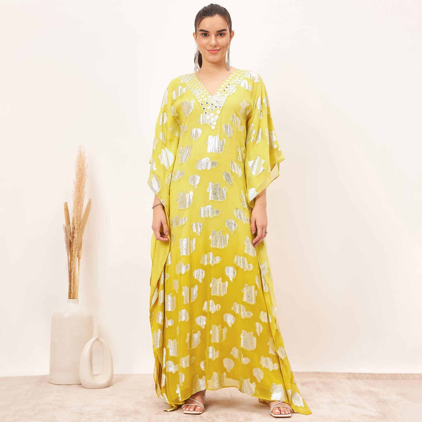 Yellow Ombre Full Length Kaftan