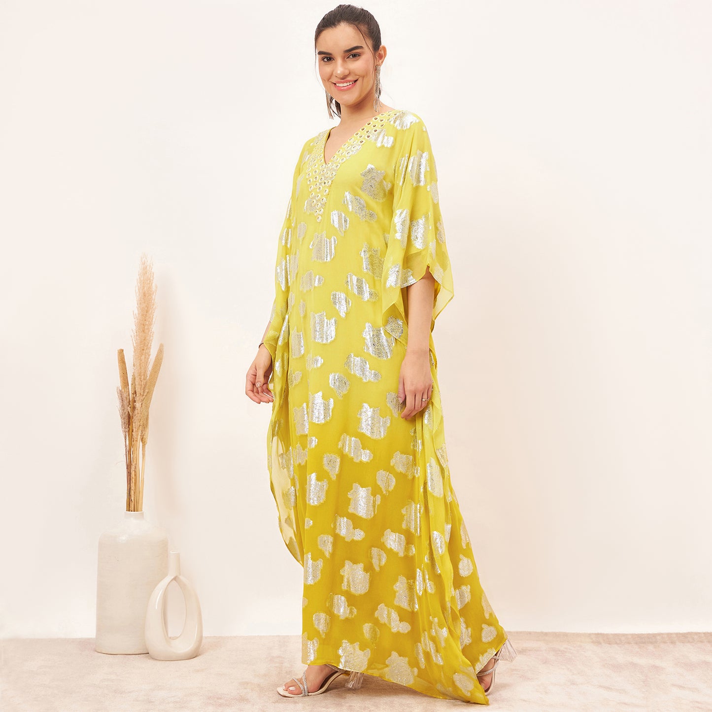 Yellow Ombre Full Length Kaftan