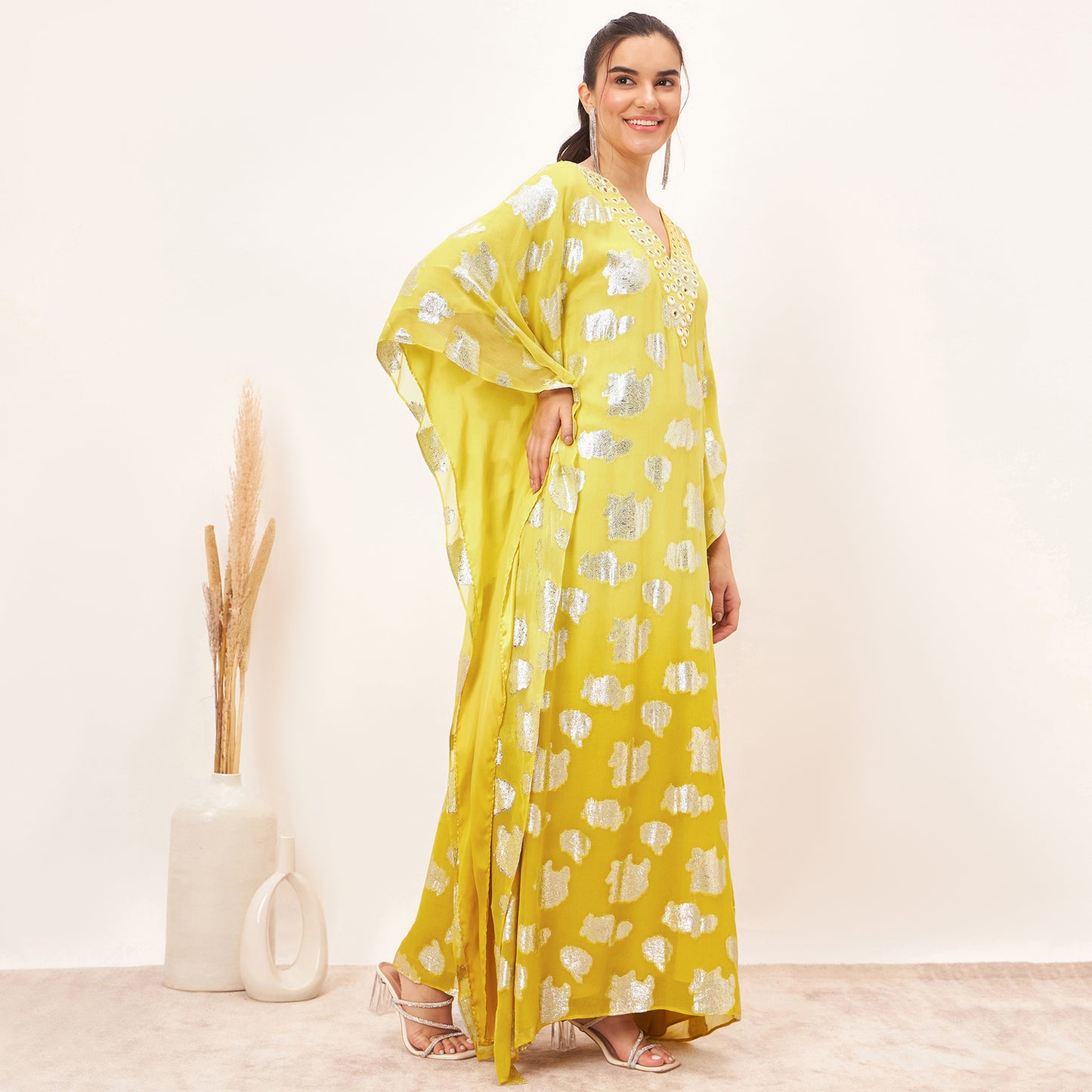 Yellow Ombre Full Length Kaftan