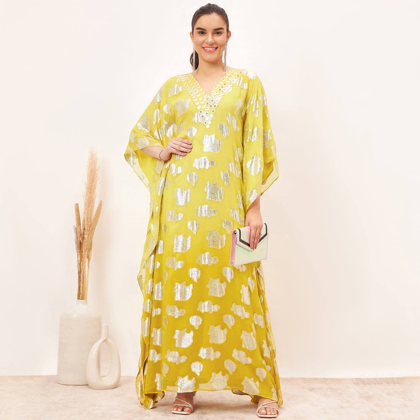 Yellow Ombre Full Length Kaftan