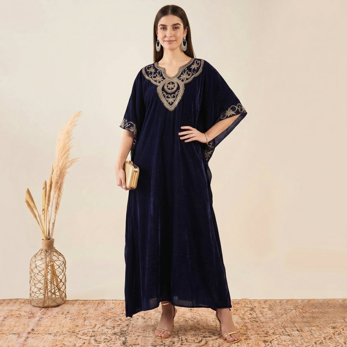 Blue Kaftan for Women – Embroidered | First Resort by Ramola Bachchan