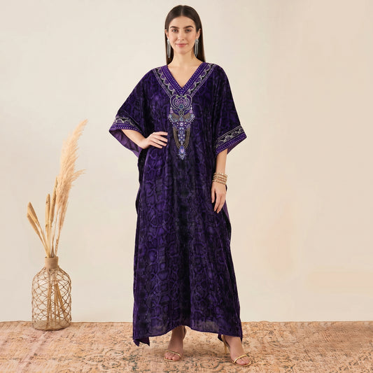 Purple Kaftan for Women – Embroidered | First Resort by Ramola Bachchan