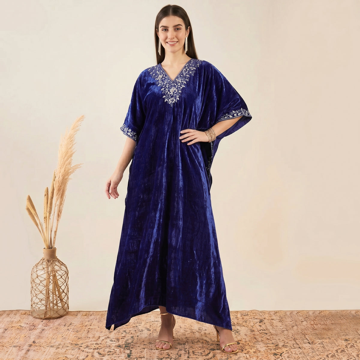 Blue Kaftan for Women – Embroidered | First Resort by Ramola Bachchan