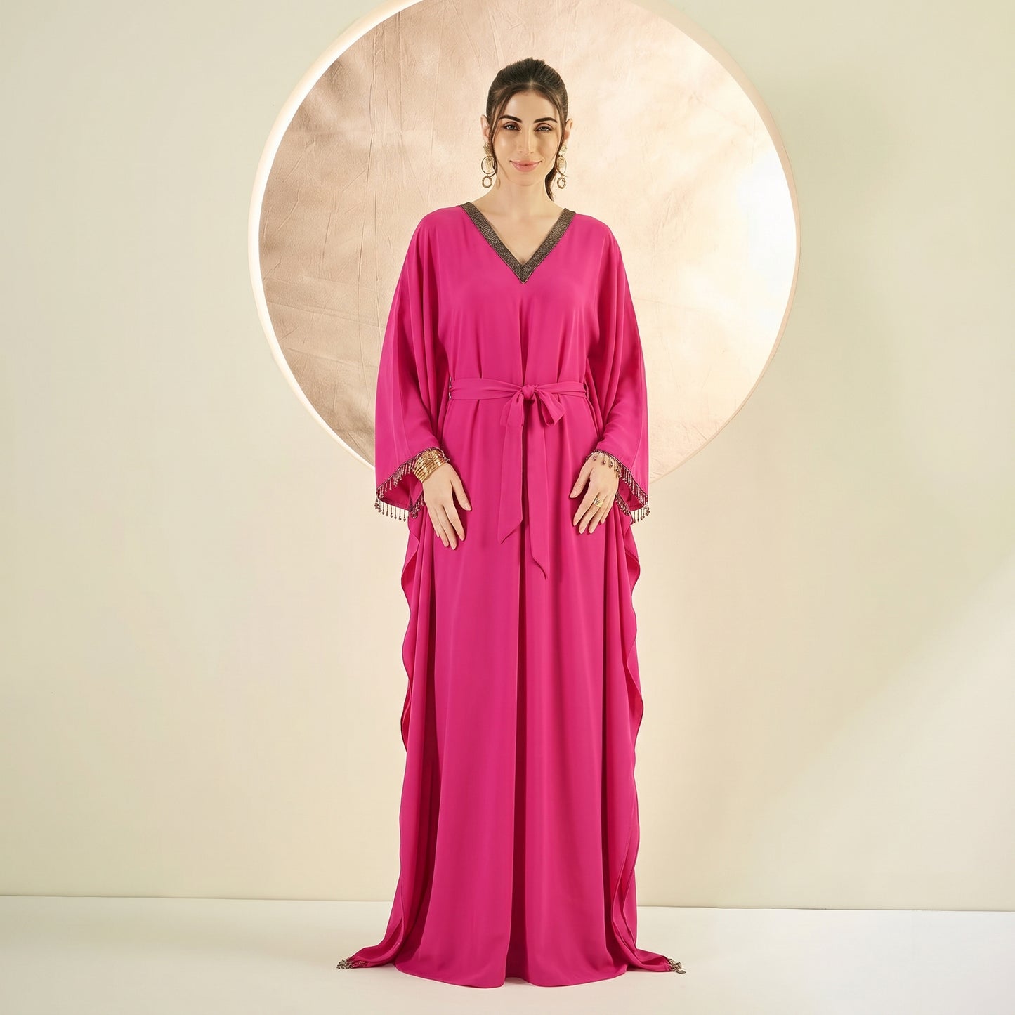Bright Pink Kaftan for Women – Embroidered | First Resort by Ramola Bachchan