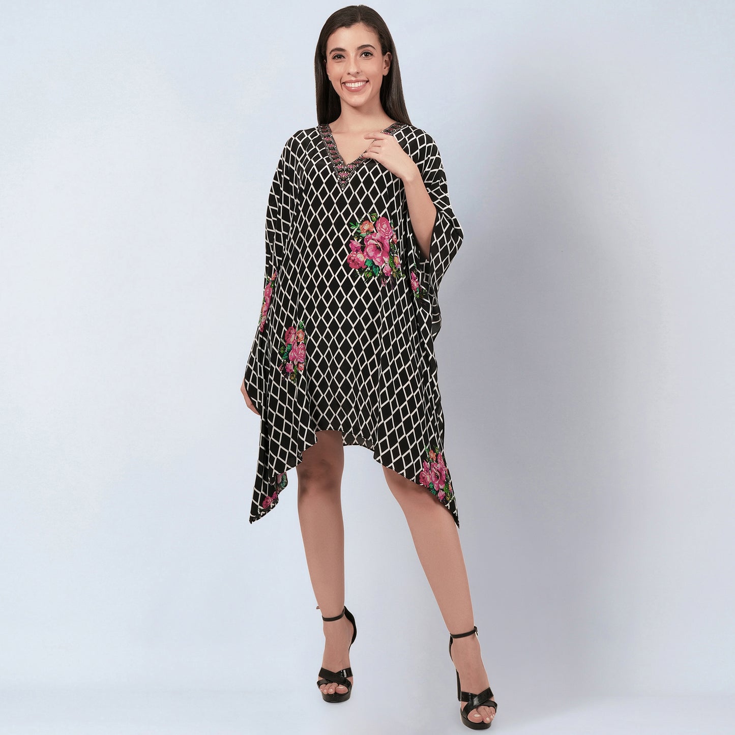 Black and White Kaftan Top